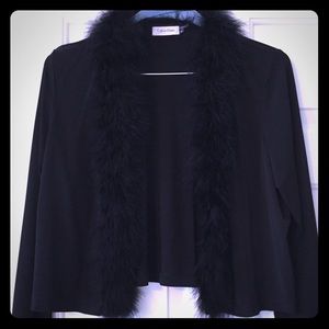 Evening bolero shrug/jacket with feather trim